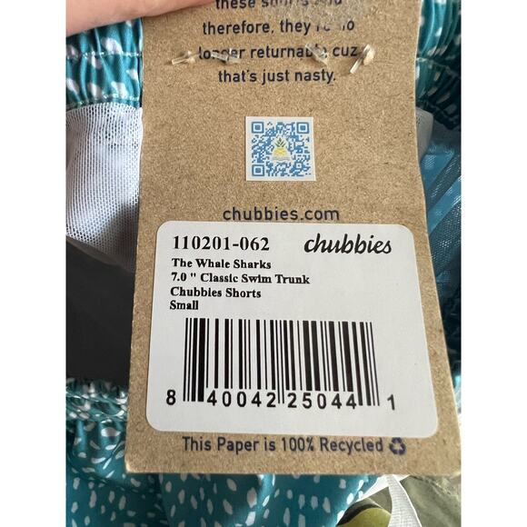 NWT Chubbies Men's The Whale Sharks 7" Classic Liner Swim Trunks Blue Size S - Picture 8 of 10